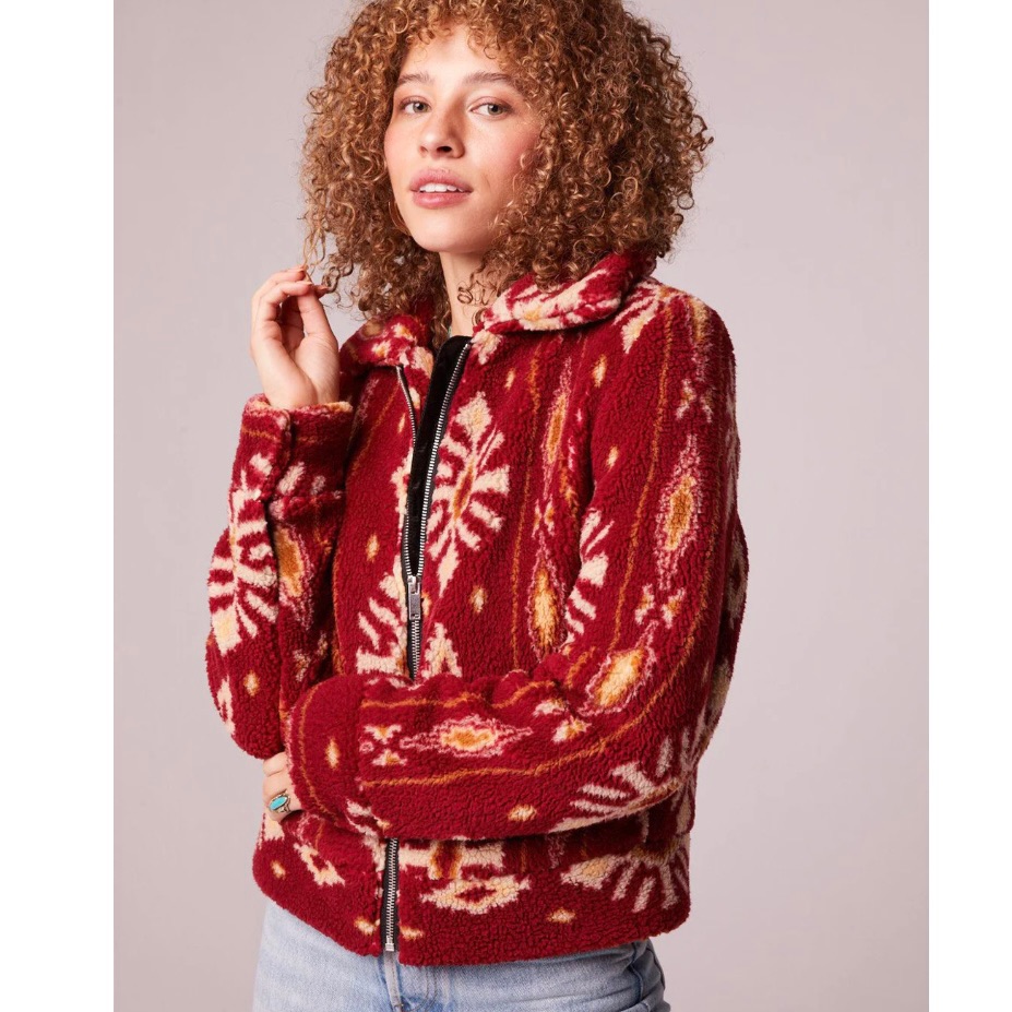 Band Of Gypsies Soft Cozy Sherpa Jacket Snowflake Pattern Size Xs